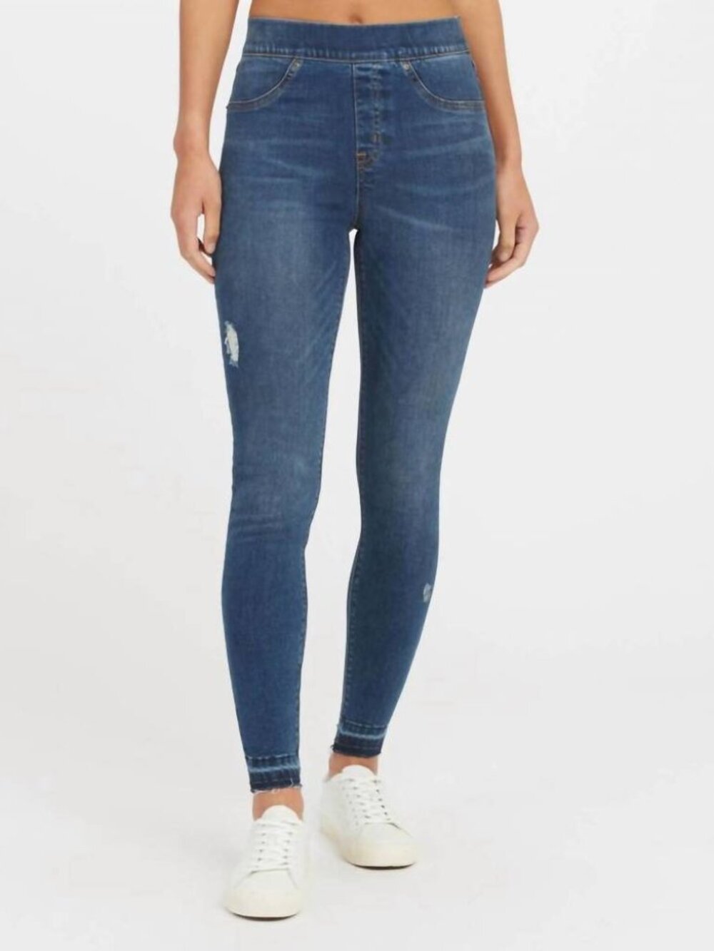 NWT SPANX Distressed Ankle Skinny Jeans Medium Wash XS